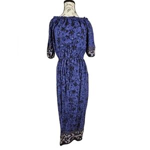 Beachlunchlounge Blue Off-the-Shoulder Puff Sleeve Sundress